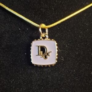 Elegant Upcycled Gold Necklace with Lavender Pendant #4